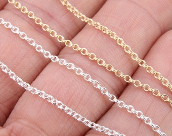 14 K Gold Filled Double Rolo Chains, 2 mm 925 Sterling Silver CH #766, 1.6 mm Thick  Unfinished CH #865, By The Foot, Round Circle Cable