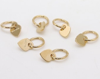 14 K Gold Filled Heart Hoop Charms, Gold Hooplet Dangle Charms #2137, 4 mm Jewelry Findings