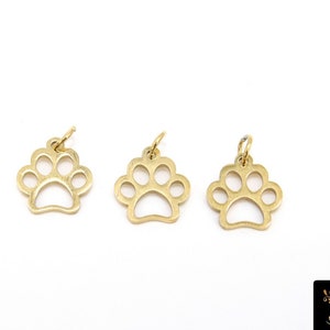 Tiger Paw Charm, Gold Steel Dog Paw Charms #412, Dog Paw Steel Bracelet Animal Dangle Charm