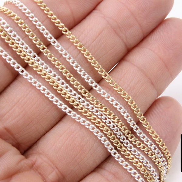 925 Sterling Silver Curb Chain, 3.1 mm 14 20 Dainty Curb Chain CH #832, 14 K Gold Filled Unfinished Cable CH #733, By the Foot