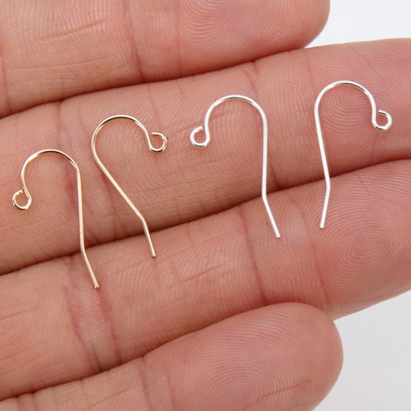 14 K Gold Filled Ear Wire Hooks, 925 Sterling Silver Long Wire Earring Findings, Open Loop Components, 14 20 Jewelry #2169