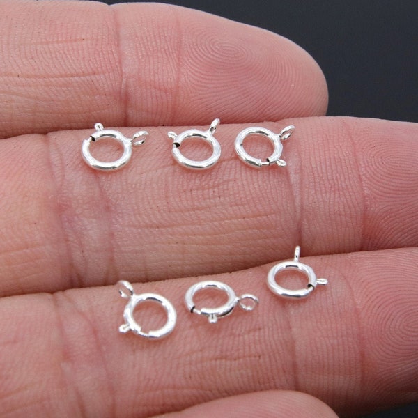 925 Sterling Silver Spring Ring Clasps, 5.5 or 6.0 mm Jewelry Findings #763, Stamped 925 with Closed Loop