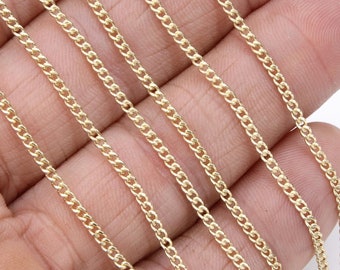 14 K Gold Filled Curb Chain, 2.7 mm 14 20 Gold Dainty Curb Chain CH #732, 2.0 mm Unfinished Cable Jewelry Chain, By the Foot