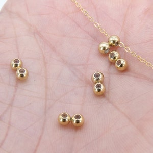 Slider Beads, 14 K Gold Filled Soldered Silicon Stopper Beads #2144, 2 Hole Bolo Dainty Chain Lariat Jewelry Findings