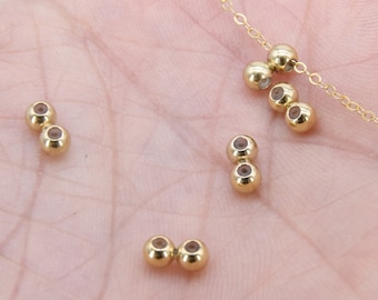 Slider Beads, 14 K Gold Filled Soldered Silicon Stopper Beads # 2144, 2 Hole Bolo Dainty Chain Lariat Jewelry Findings