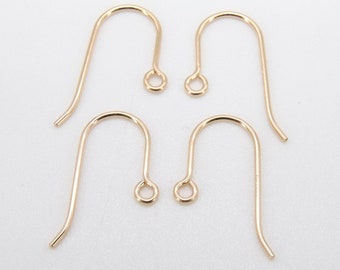14 K Gold Filled Ear Wire Hooks, Wire Earring Findings, Open Loop Components, 14 20 Jewelry #2164
