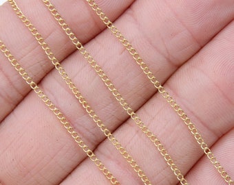 14 K Gold Filled Curb Chain, 2.0 or 2.7 mm 14 20 Gold Dainty Curb Chain CH #731, Unfinished Cable Jewelry Chain, By the Foot