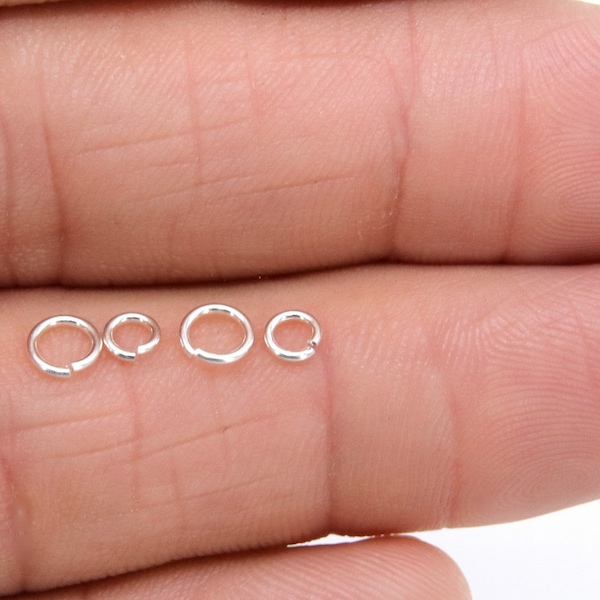 925 Sterling Silver Jump Rings, Open Snap Close Rings, 4 mm or 5 mm, 20.5 Gauge Silver Jewelry Findings