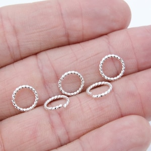 Stainless Steel Bright Silver Jump Rings, 10 mm Open Twisted Rings #835, Textured 16 Gauge, 304 Strong Snap Close Jewelry Findings