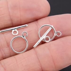 925 Sterling Silver Toggle Clasp Set, 14 x 12 mm Toggle Ring #2637, 19 mm T Bar Stamped 925 Clasps, Jewelry Findings