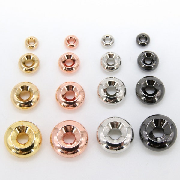 Gold Spacer Beads, Donut Saucer Round Discs, 20 pcs, 4, 5, 6, 8 mm Rondelle, Rose, Black, Silver, High Quality Smooth Plating
