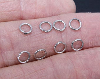 Anillos de salto de plata de acero inoxidable, anillos de cierre a presión abiertos # 2385, 6 mm de fuerza, calibre 19 304 hallazgos de joyería de plata