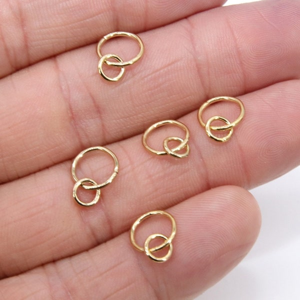 925 Sterling Silber Zwei Kreis Gliederringe, 6 und 10 mm 14 K Gold gefüllte ineinandergreifende Ringe # 2237, gelötete doppelte Unendlichkeitsringe