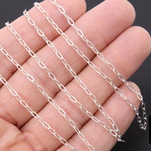 925 Sterling Silver Paper Clip Chain, 4.5 mm Unfinished Chain CH #852, Soldered Flat Chains, Dainty Rectangle Drawn Cable Chain