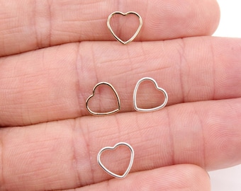 925 Sterling Silver Heart Charms, 9 mm 14 K Gold Filled Soldered Links # 828, Jewelry Rings #2197