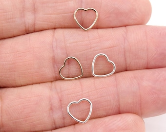 925 Sterling Silver Heart Charms, 9 mm 14 K Gold Filled Soldered Links #828, Jewelry Rings #2197