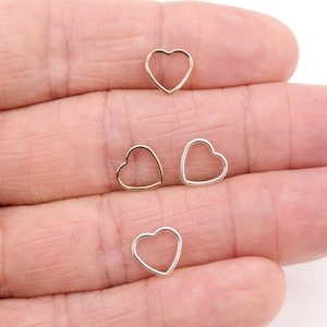 925 Sterling Silver Heart Charms, 9 mm 14 K Gold Filled Soldered Links #828, Jewelry Rings #2197