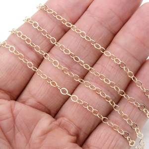 14 K Gold Filled Hammered Chains, 3.8 mm Flat Drawn Cable CH #701, Unfinished Extender Chain, Necklace Extenders, By the Foot