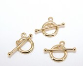 Gold Plated Toggle Clasp Set, Ball End 12 x 16.25 Toggle Ring 2375, 23 mm Ball End T Bar Jewelry Findings