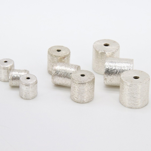 Brushed Silver Drum Beads, 6, 8, 10 mm Barrel Bead #3130, Long Round Cylinder, Spacer Bead