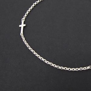 925 Sterling Silver Cross Chain Bracelet, Two Crosses On Rolo Chain Links #615, Cross Charm Bracelet, Everyday Mom Gifts Bracelet