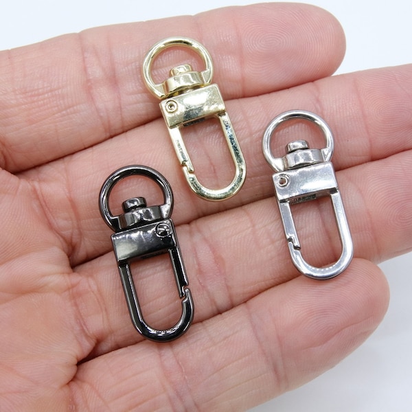 Gold Spring Gate Clasps, Silver or Black Spring Lock Swivel Push Clip #2638, Jewelry Findings 12 x 33 mm, Chain Bracelets, Necklace Clips