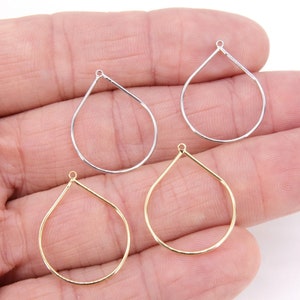 Silver Teardrop Hoop Ear Rings,  20 x 25 mm Silver Charms #737, Oval Gold Hoops High Quality Light Weight Wire Hoops Finding