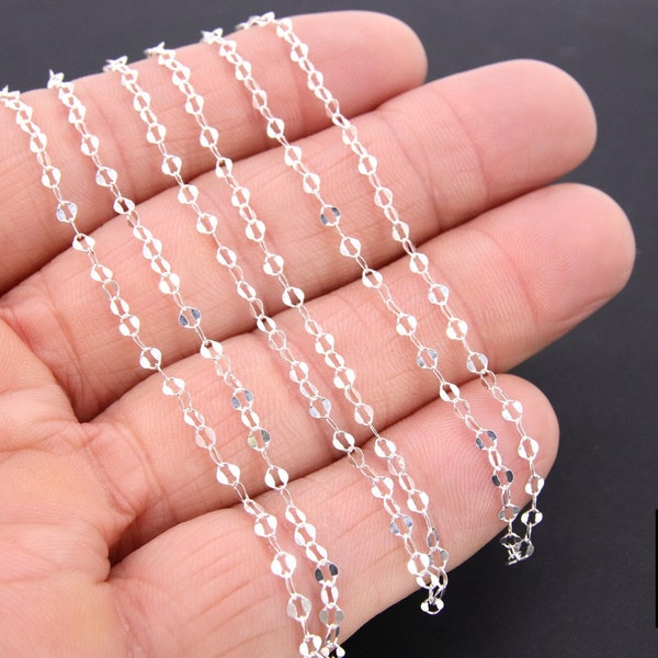 925 Sterling Silver Bar Jewelry Chains, 3 mm Sequin Bar CH #849, 14 K Gold Filled Unfinished CH #740, Long and Short Chain, By the Foot