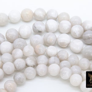 Natural Crazy Lace White Agate Beads, Smooth Agate Round Beads BS #6, sizes in 8 mm or 10 mm 16 inch Strands