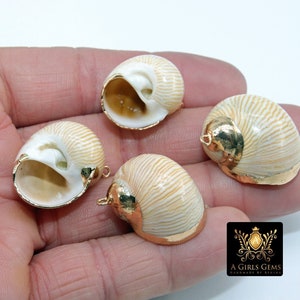 Mond Muschel Charms, Gold getaucht Rand Ozean, Strand Hochzeit Schmuck Boho Style