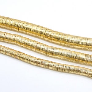 Gold flache Spacer Perlen, 20- 260 Stück runde gebürstete Goldmetallscheiben, Heishi Rondelle, 4 mm 6 mm 8 mm 10 mm Zubehör, hochwertige Beschichtung