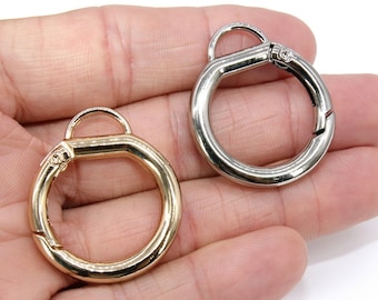 Gold Spring Gate Clasps, Silver or Black Spring Lock Push Clip #2754, Fob Jewelry Findings 25, 27, or 33 mm, Necklace Clips