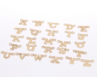 Pingente com letra em ouro 14K, letras do alfabeto em ouro de 6,5 mm nº 3512, elos minimalistas para nome, joia permanente, letra personalizada.