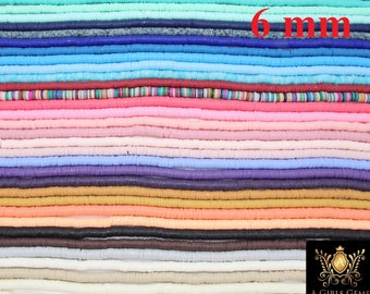 1 or 2 Strands 6 mm Clay Flat Beads, Heishi beads in Polymer Clay Disc CB #125, Rondelle Stone Beads, FULL 17.75 inch Strands