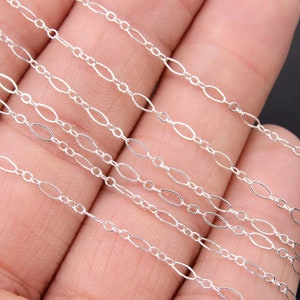 925 Sterling Silver Paperclip Jewelry Chains, 4.8 mm 14 K Gold Filled CH# 805, Drawn Flat Rolo, Unfinished Long and Short Oval Chain image 1