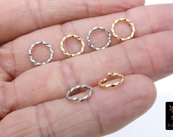 Roestvrij staal gouden springringen, 10 mm open gedraaide zilveren ringen # 858, grote getextureerde 16 gauge, 304 sterke snap close sieraden bevindingen