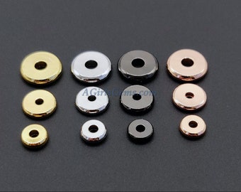 Silver Spacer Beads, 4/6/8/10 mm Silver Round Discs, 20 pcs - Rondelle Spacer Donuts Beads, Flat Heishi Washer Spacers, High Quality/Smooth