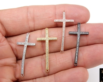Łącznik krzyżowy z cyrkonii, bransoleta z 2 ogniwami, AG 83, 16 x 33 mm, cyrkonia sześcienna, złoto, róża, srebro do biżuterii