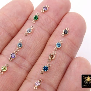 14K Gold Filled Birthstone Connectors, Top Quality CZ 3 mm Bezel Links, Black Onyx CZ Permanent Jewelry Findings, Full Sets Available