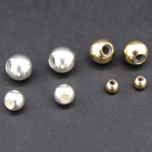 925 Sterling Silver Slider Beads, 14 K Gold Filled Dainty Chain Silicon Stopper Beads #2145, 4 mm 6 mm 8 mm, 1.2 Hole Bolo Lariat Hoop Beads