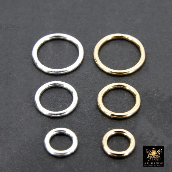 14 K Gold Filled Closed Soldered Rings, 925 Sterling Silver Interlocking Charms #2401, Round Shaped 6 mm 8 mm 10 mm, 18 Gauge