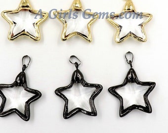 Silver tone Metal Craft Jewellery 15 x 22mm Star Pattern Charms Pendants