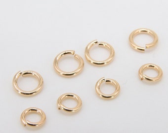 14 K Gold Filled Jump Rings, 3.3 mm 4.0 mm 5.0 mm and 6.0 mm Open Snap Close Rings, Strong 20 Gauge, 14 20 Jewelry Findings