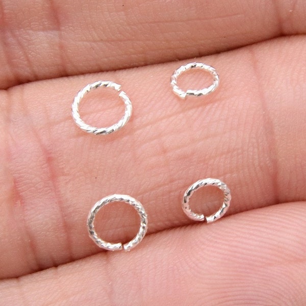 925 Sterling Silver Twist Jump Rings, Open Snap Close Sparkle Rings #812, 5.0 mm 6.0 mm, Strong 20 Gauge, 14 20 Jewelry Findings