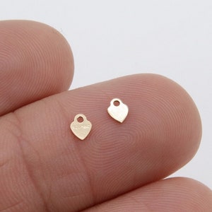 14 K Gold Filled Heart Charms, 4 Pc 925 Sterling Silver Quality Tags #832, Stamped 4 mm Jewelry Findings #2266