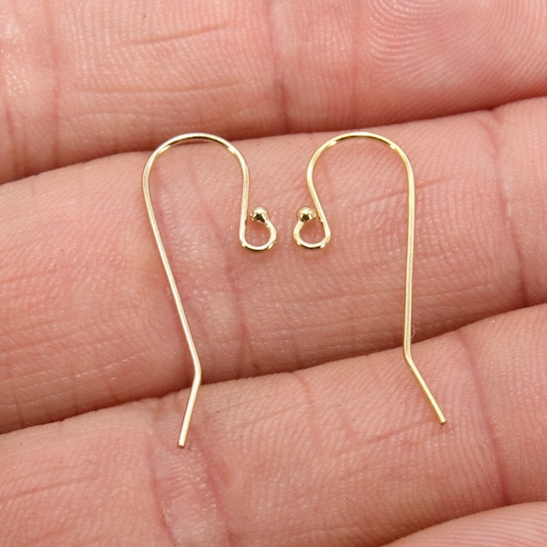 14 K Gold Filled Ear Wire Hooks, Ball End Earring Findings #2168 , 12.0 x 25.0 mm Fancy Earring Components, 14 20 Jewelry