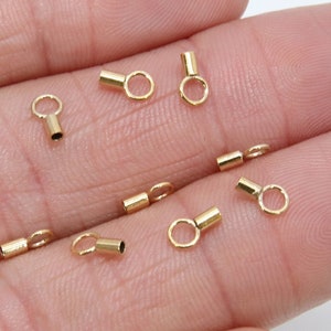 14 K Gold Filled Crimp End Caps, Gold Dainty Chain Necklace Crimps #2123, 4 mm Ring and 1.0 or 1.4 mm ID Hole, Jewelry Findings