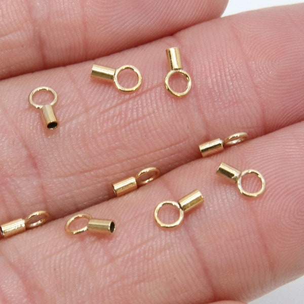 14 K Gold Filled Crimp End Caps, Gold Halskette Crimpen #2123, 4 mm Ring und 1.0 oder 1.4 mm ID Loch, Schmuckzubehör