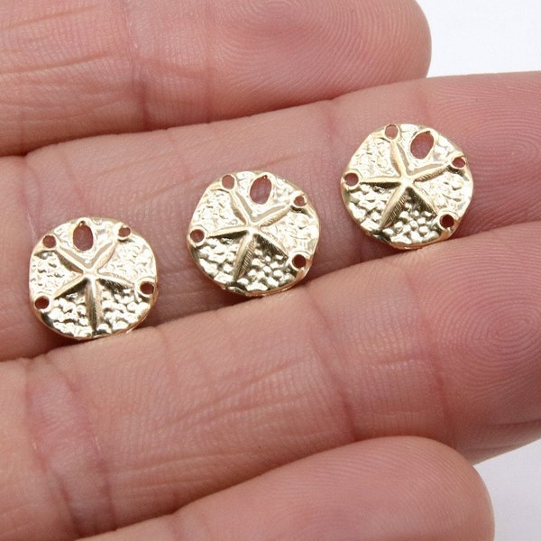 14 K Gold Filled Sand Dollar Charms, 12 mm Small Beach Necklace #745, Genuine 14 20 Ocean Dangle, Nautical Jewelry
