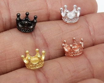 Queen Brushed Gold Crown, 3 Pcs Queen King Crown Charm Spacers #2862, Tiara Shaped Bracelet Bead, Rose, Gold, Black, Silver